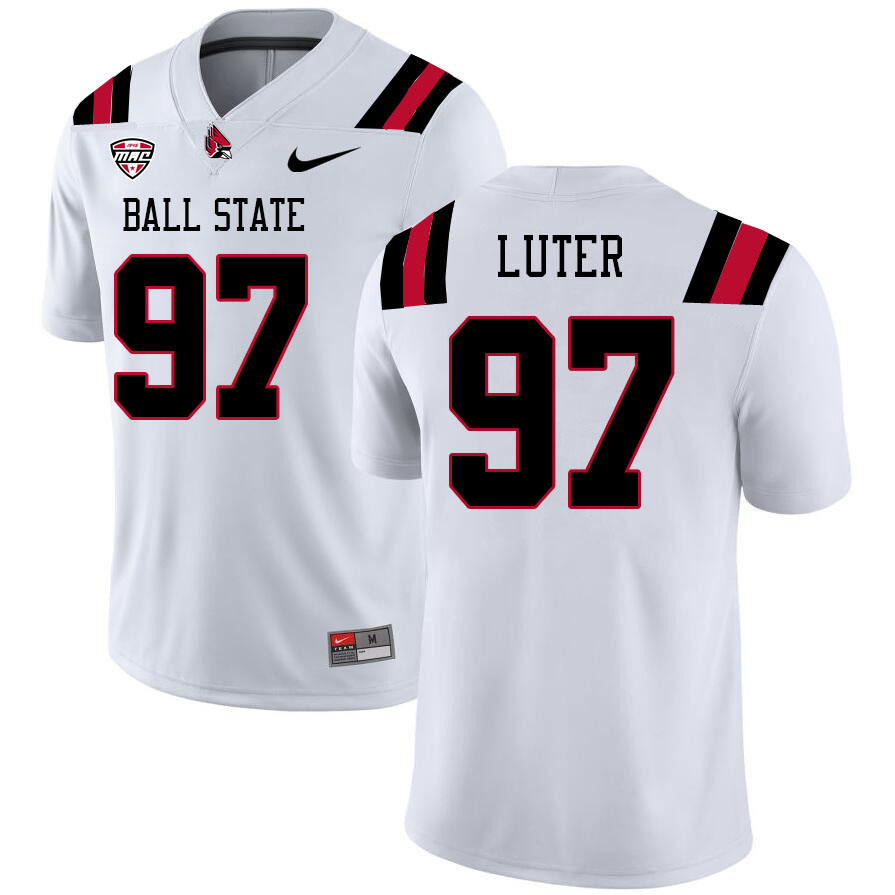 Ball State Cardinals #97 L'Cier Luter College Football Jerseys Stitched-White